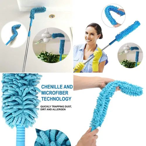 Flexible Micro Fiber Duster With Telescopic Stainless Steel Handle For Fan Cleaning Specially( Random Color )