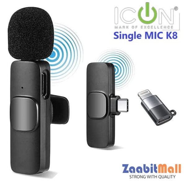 ICON-Single-K8-Wireless-Lavalier-Colar-Microphone-For-(C-Type)-&-(iphone)