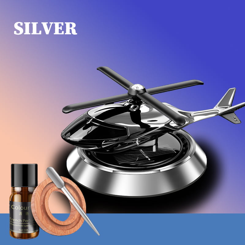 Silver Solar Car Dashboard Helicopter Air Freshener