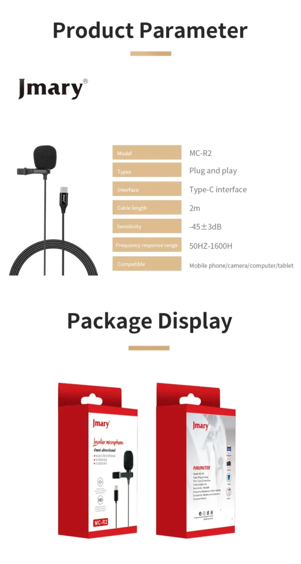 Jmary MC-R2 Type-C Lavalier Microphone