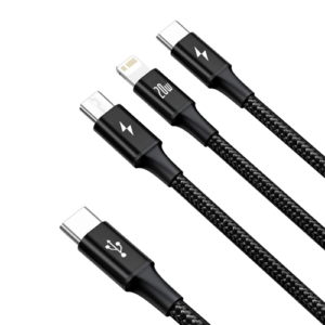 BASEUS 3-in-1 Fast Charging Cable - Type-C to M+L+C, 20W, 1.5M